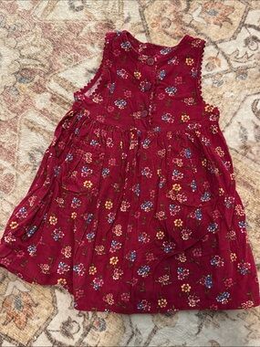 Vintage McKids Floral Corduroy Pinafore Dress